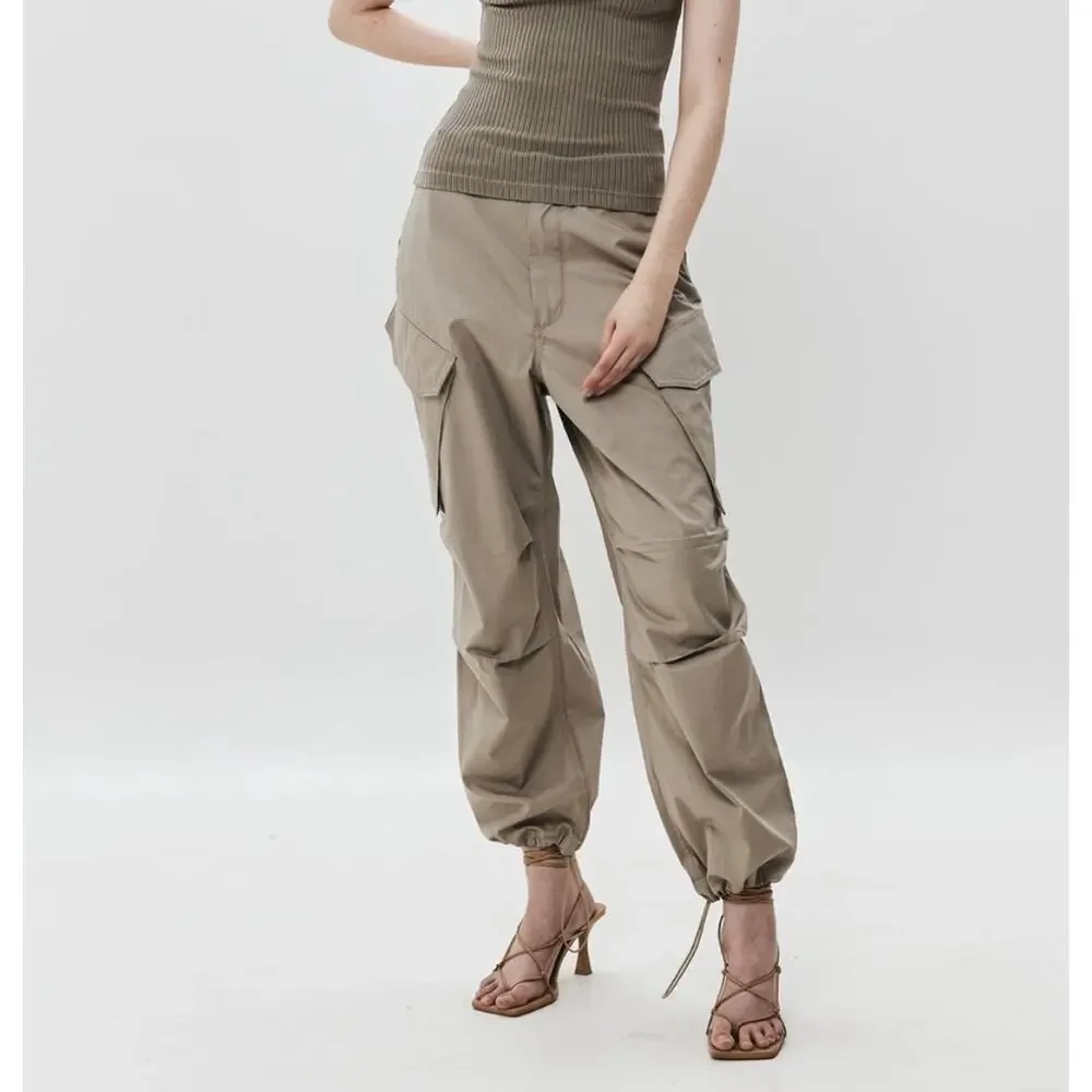 AGOLDE Ginerva cotton cargo Parachute pants M Beige gorpcore Military Y2K 90's